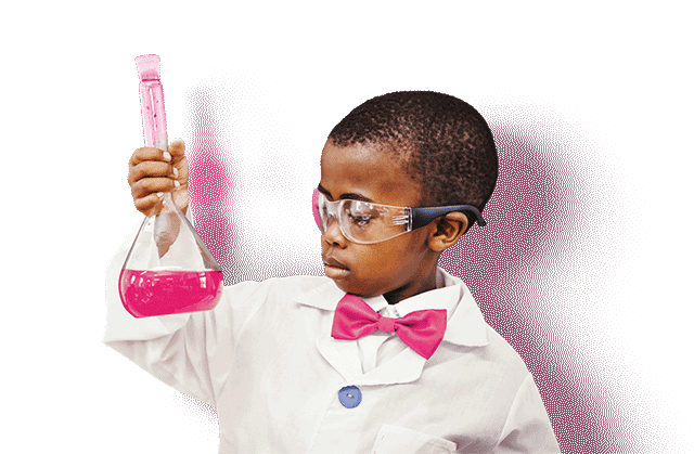 small child with science kit