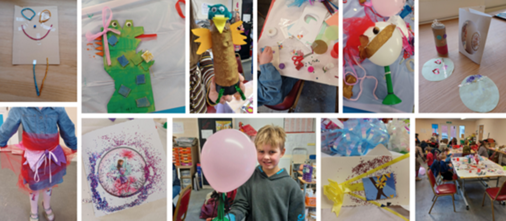 collage of photos from the scrap store event