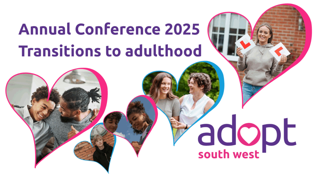 Several hearts showing young people who are approaching adulthood. Text says the annual conference 2025 is about transitions to adulthood