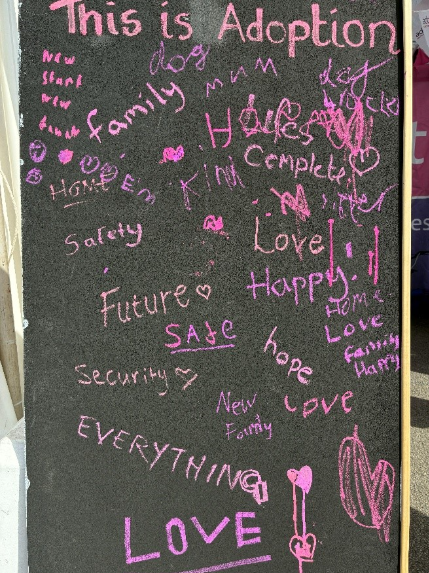 Blackboard showing the thoughts about adoption of children, young people and families